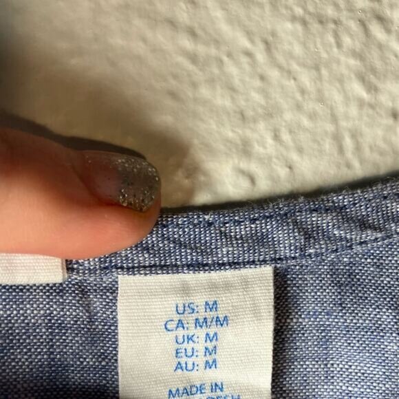 Sigrid Olsen womens 100% linen blue shirt cotton summer 3/4 Sleeves V-Neck - Picture 4 of 4